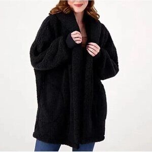 BumbleBella by Jill Martin Women's Size XXS Shawl Sherpa Cardigan Fits HUGE
